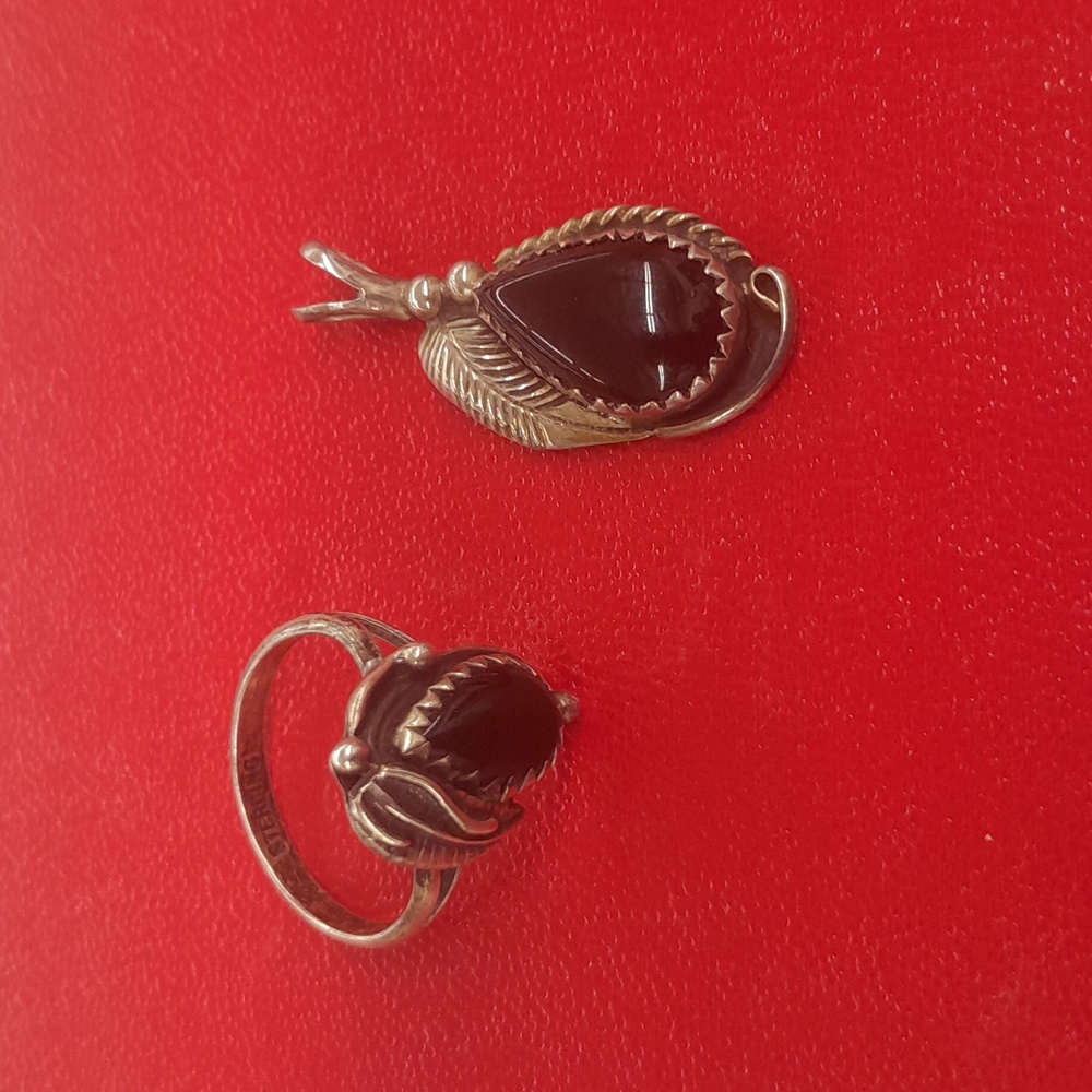 Native sterling pendant and ring